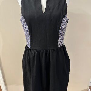Brixon Ivy Black Dress with Blue Gold Panels